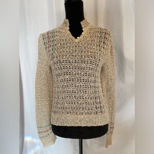 Pallas Hand Loomed 100% Irish Linen Open Weave Sweater Size Medium